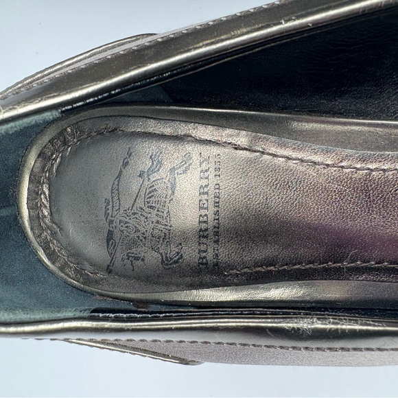 BURBERRY Jeweled Satin Ballet Flats Embellished Silver Gray Women's 36 US 5.5 /6 - Picture 2 of 6